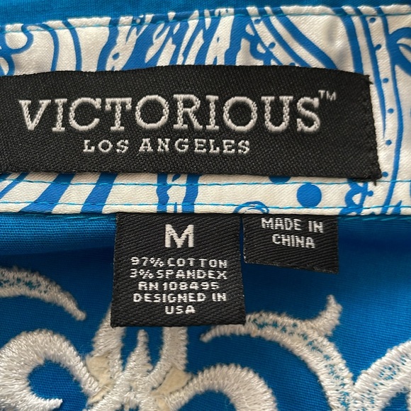 Victorious Los Angeles Cotton Embroidered Details Button Front Shirt - Picture 6 of 6